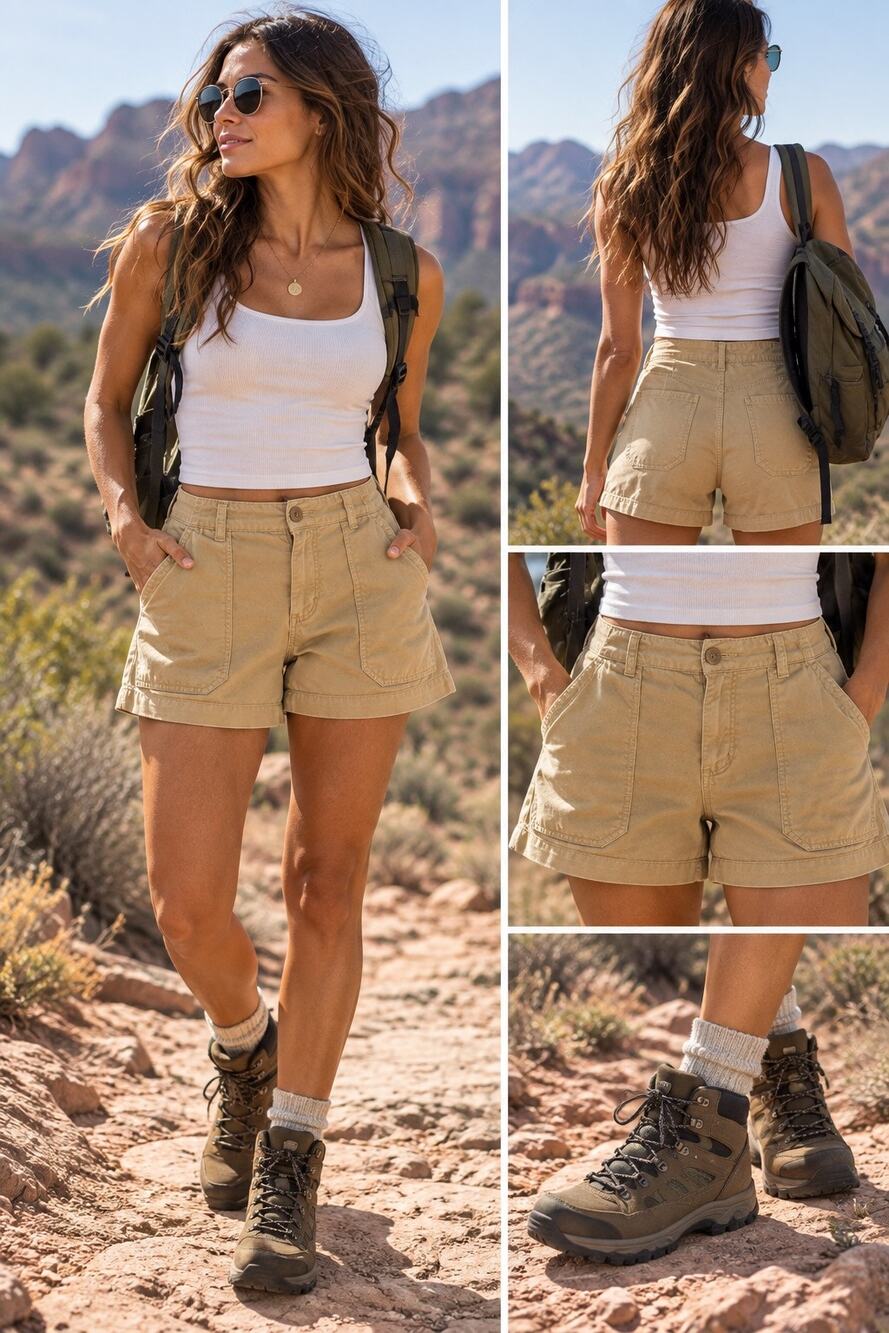 Social Standard Sanctuary Khaki Utility Shorts XL High Rise Cotton Patch Pocket